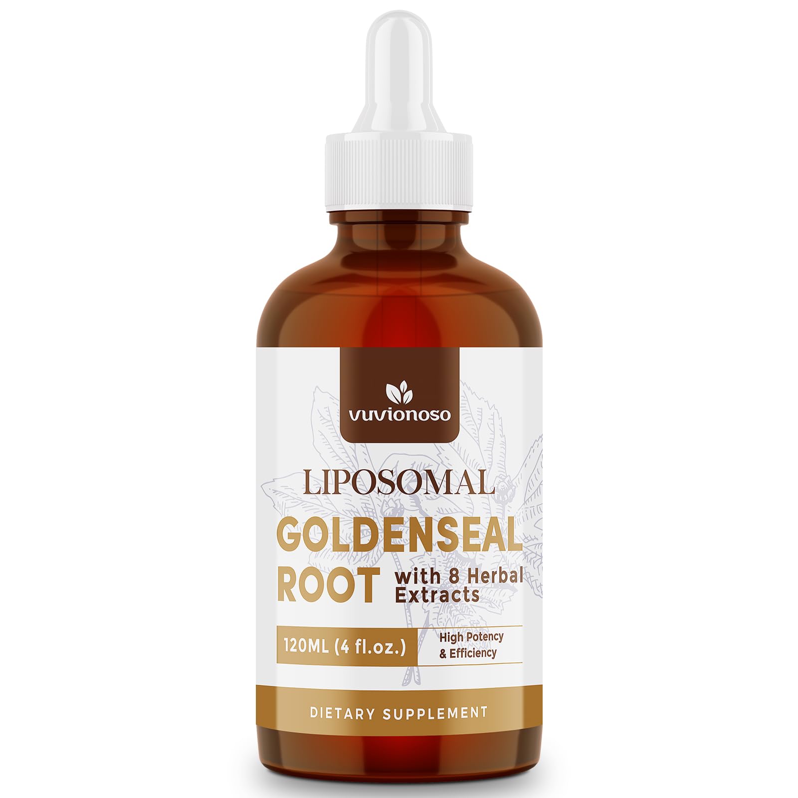 Vuvionoso Goldenseal ingredients panel with natural components