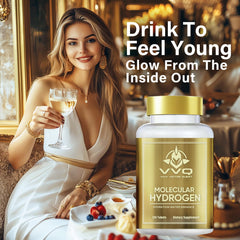 VVQ H2 water in a glass ready for hydrogen‑rich hydration.