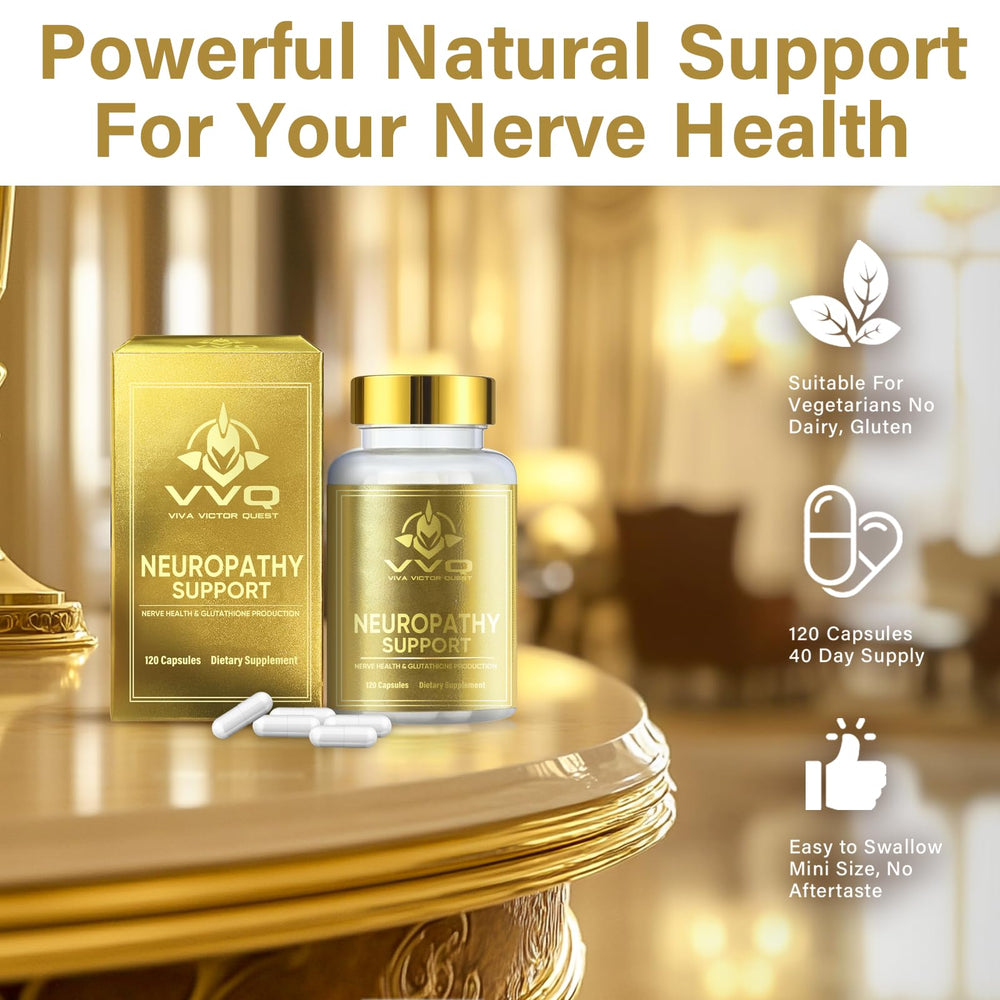 VVQ Nerve Savior label detail showing ingredients like ALA and Benfotiamine.