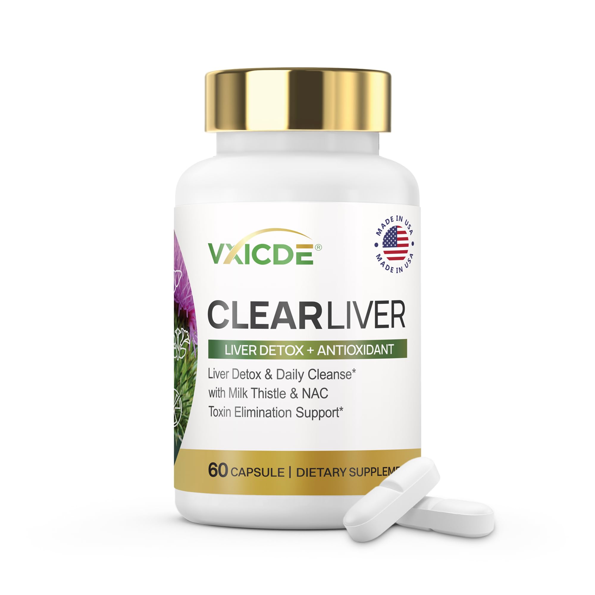 VXICDE ClearLiver bottle front image illustrating daily liver wellness capsules
