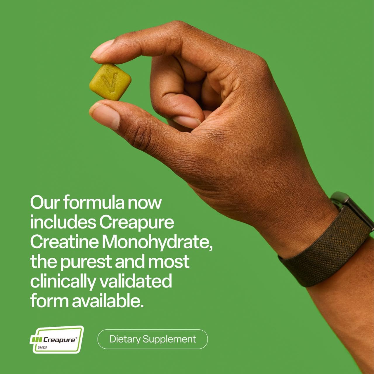 VYBRANCE LABS Creapure packaging highlights vegan, sugar-free ingredients.