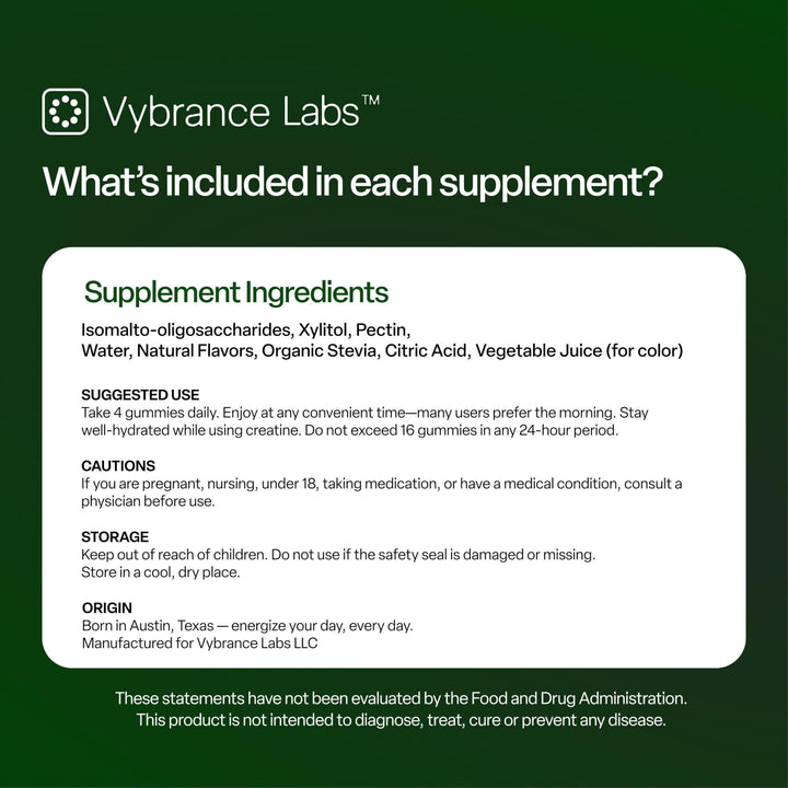 VYBRANCE LABS gummy close-up texture highlighting chewable form and convenient potency