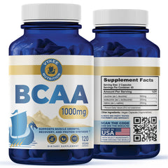 Vykee Nutrition BCAA capsules bottle for convenient post-workout recovery.