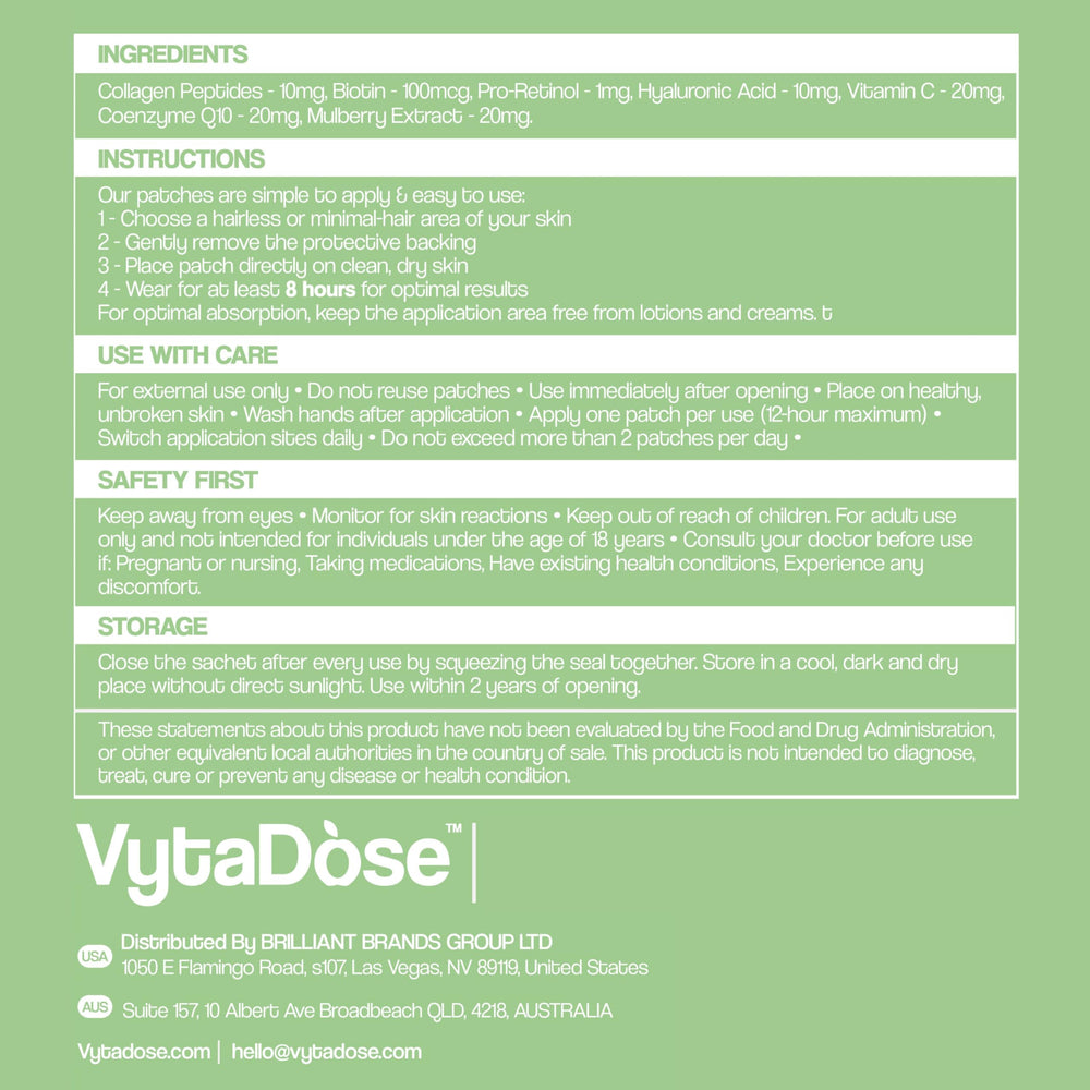 Vytadose daily-use routine patch for ongoing skincare and hair wellness