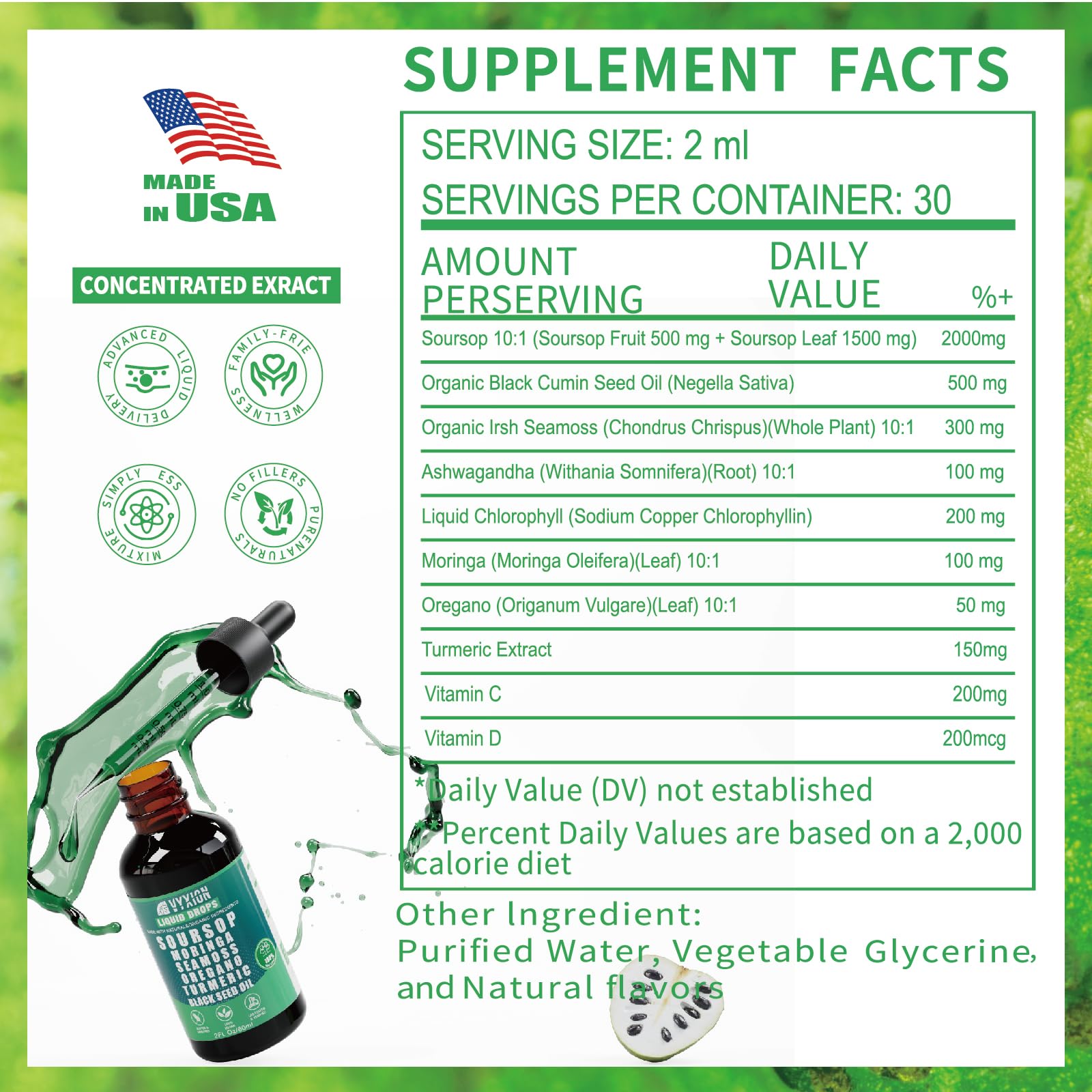 Vyxion green plant-based ingredients like moringa and turmeric