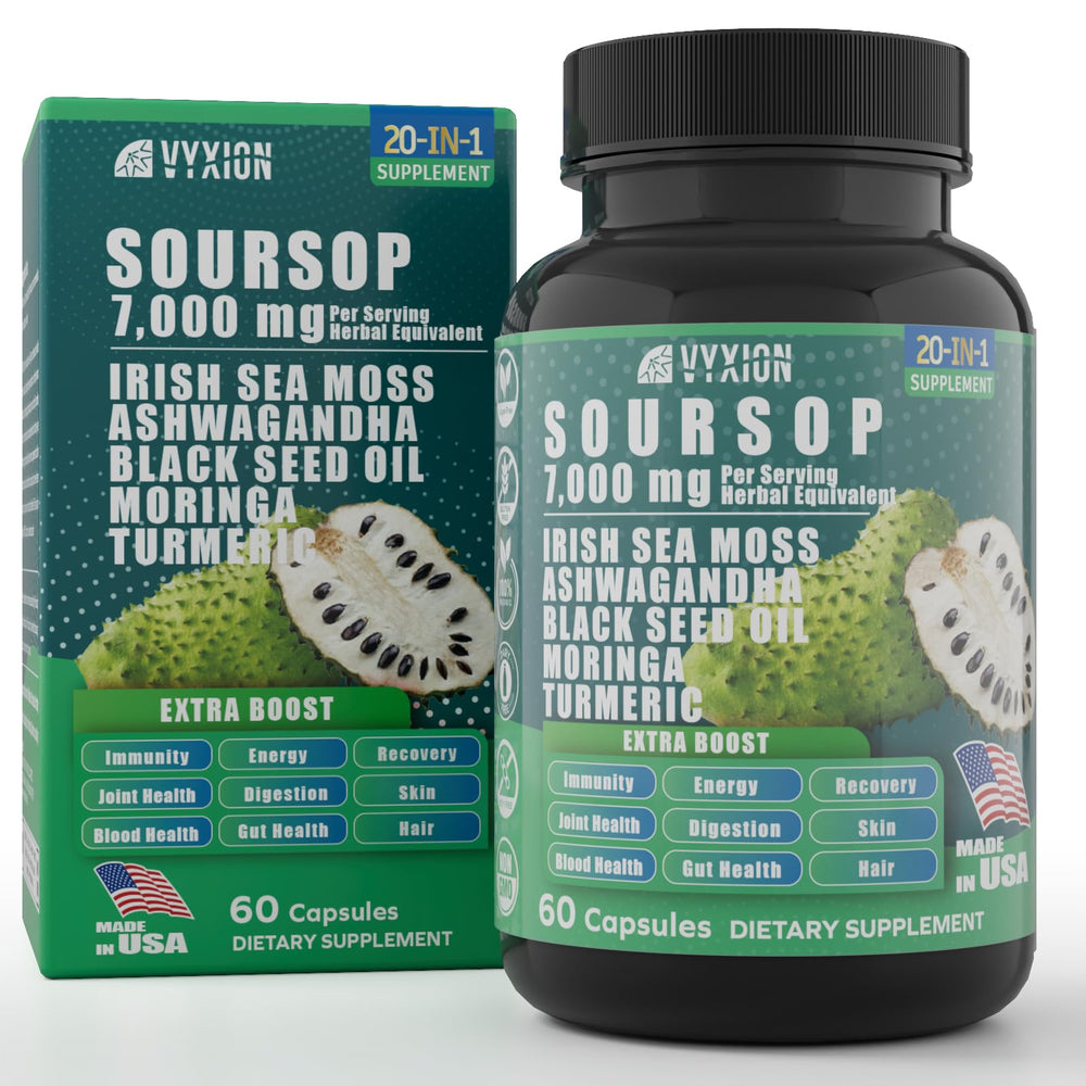Vyxion Soursop 20in1 capsules bottle for daily wellness support.