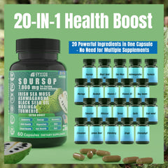 Vyxion Soursop ingredients blend with hibiscus and moringa for antioxidants.