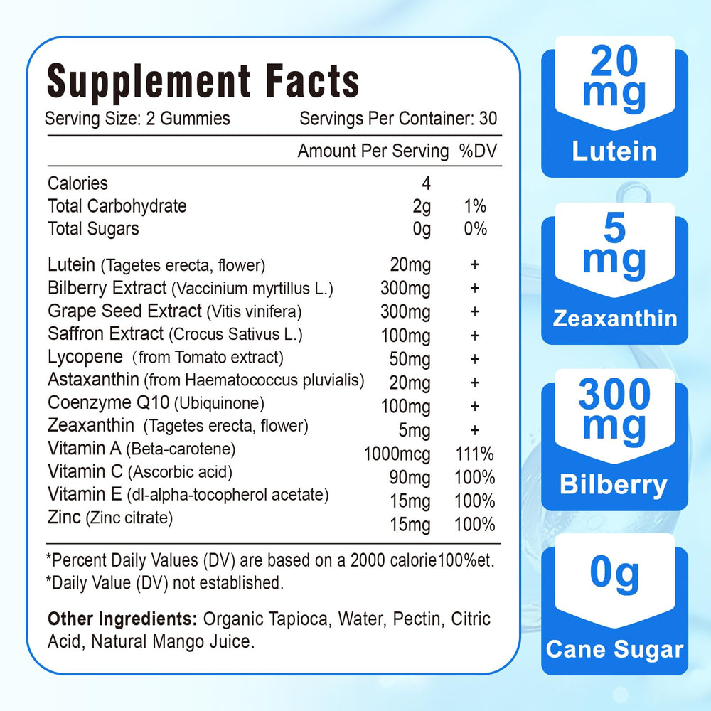 VZOXAINS packaging sugar-free eye health pack emphasizes convenient dosing.