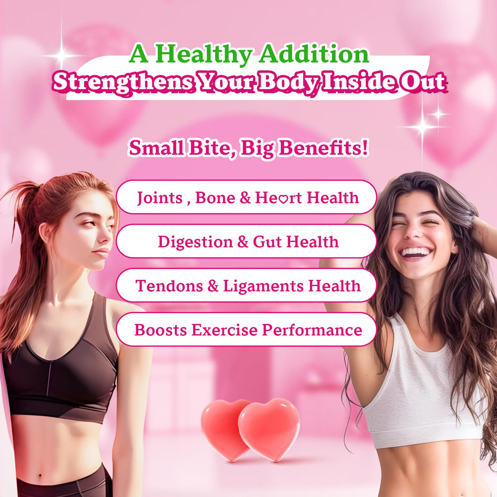 VZOXAINS Collagen Gummies with glass of water suggest simple ingestion.