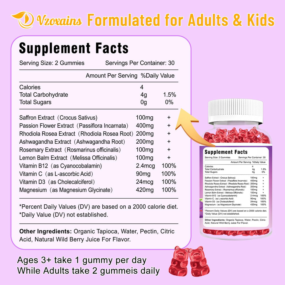 VZOXAINS saffron gummies two-pack packaging, ideal for multi-day supply