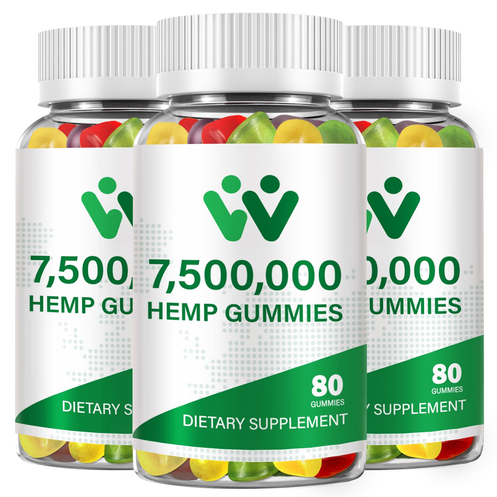 WACHRAY Nutrition 3-pack hemp gummies bottle front view for convenient daily routine.