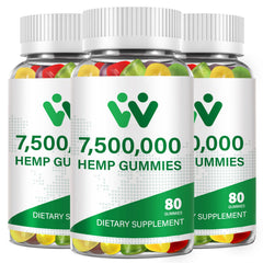 WACHRAY Nutrition 3-pack hemp gummies bottle front view for convenient daily routine.