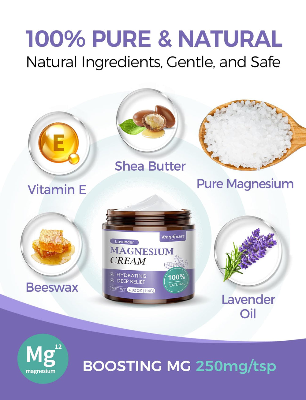 Wagomars Magnesium Cream at night routine for relaxing cramps and tension.