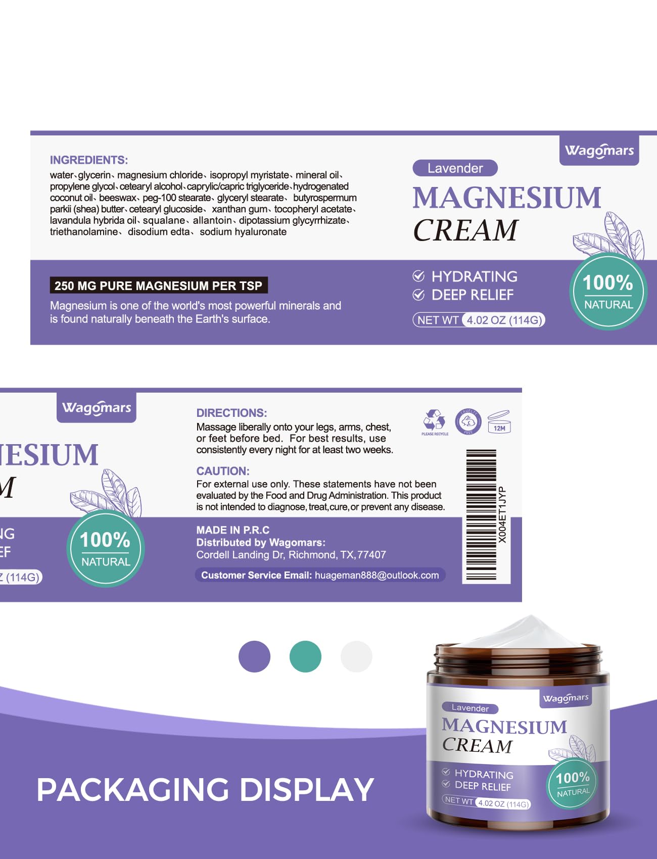 Wagomars Magnesium Cream soothing finish after massage or daily care.