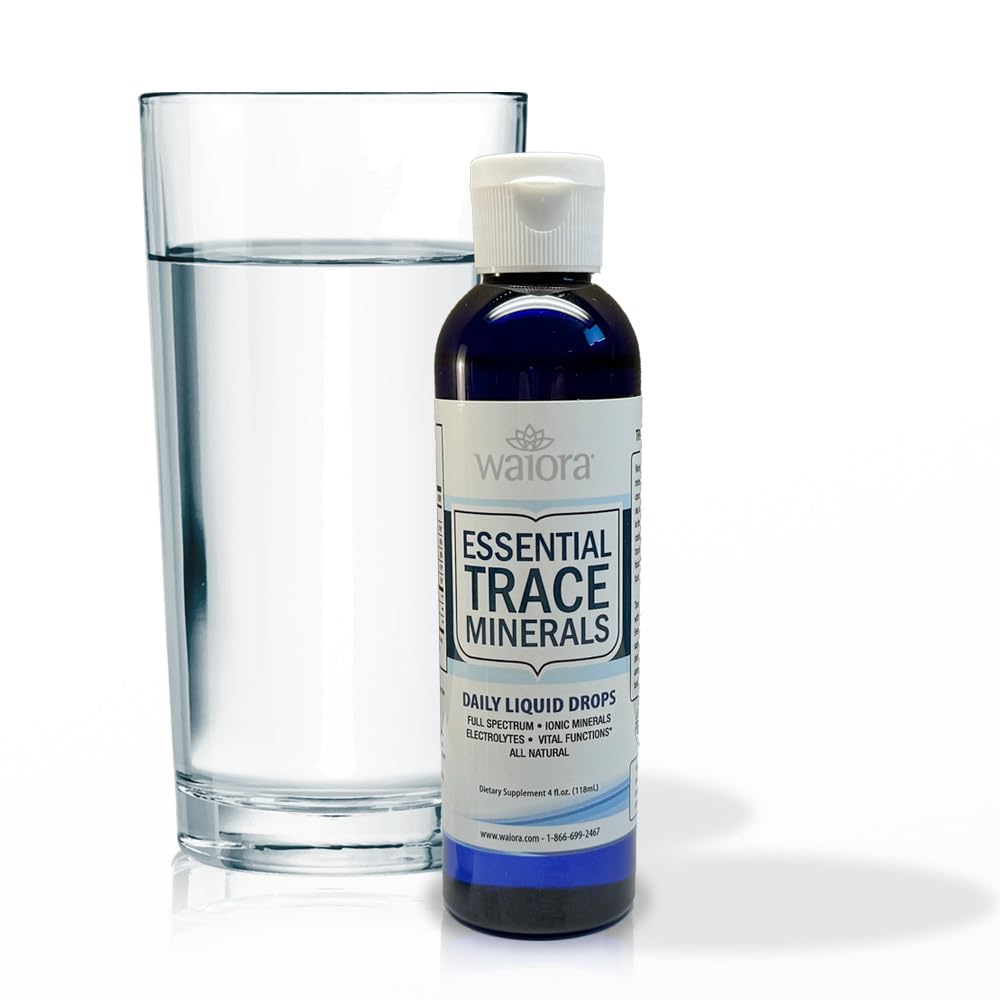Waiora Essential Trace Minerals bottle on the kitchen counter ready to add.