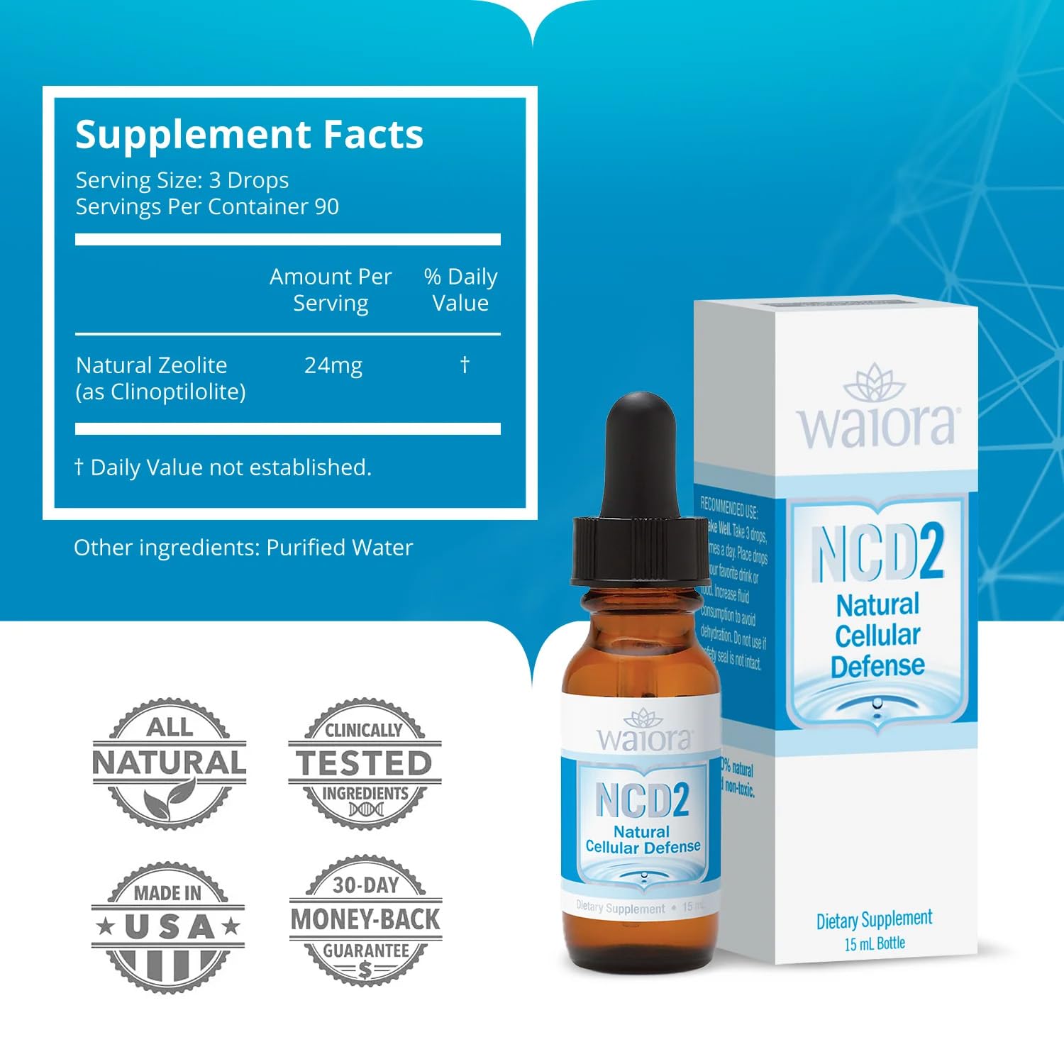 Waiora NCD2 dropper enabling easy daily supplementation.