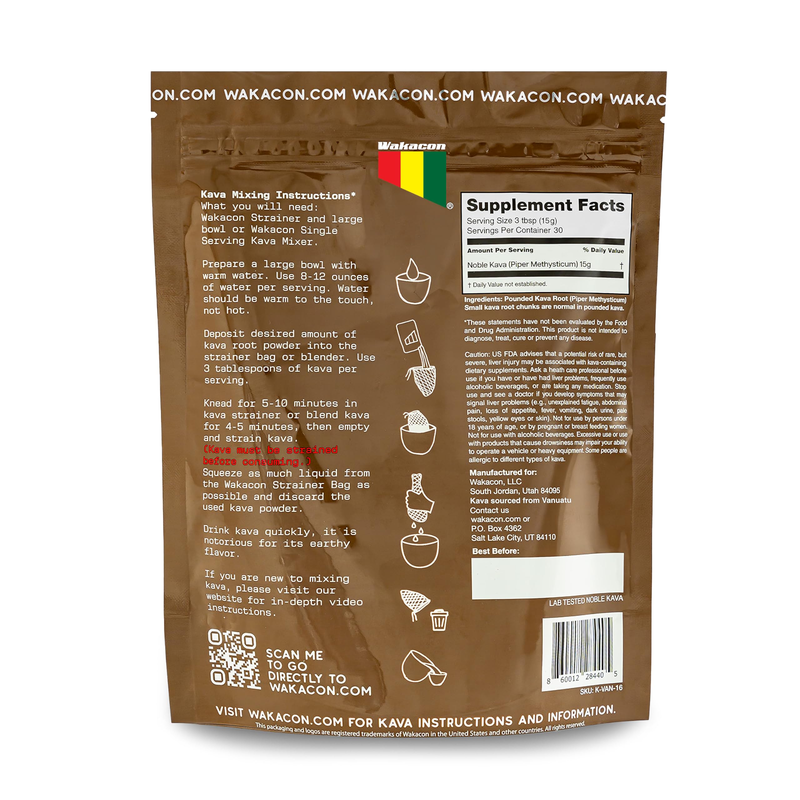 Wakacon Vanuatu Waka Kava scoop beside powder for easy measurement