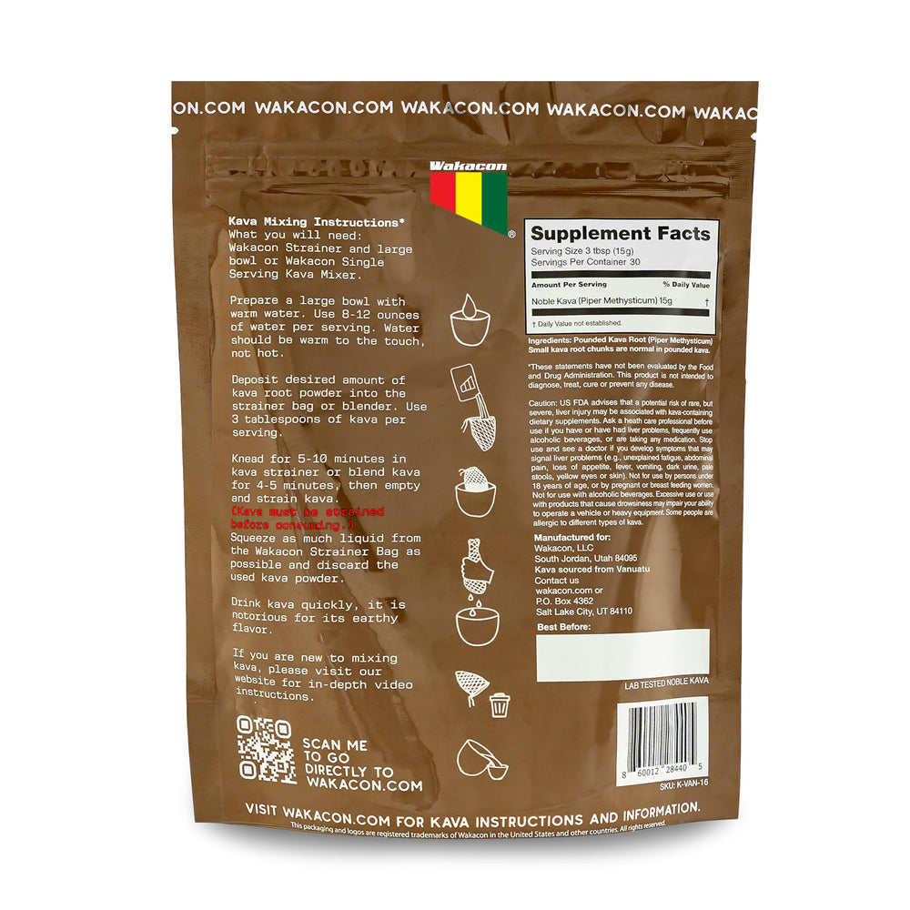 Wakacon Vanuatu Waka Kava scoop beside powder for easy measurement