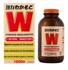WAKAMOTO Strong bottle showcasing digestive support after meals.
