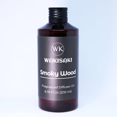 WAKISAKI Smoky Wood diffuser oil bottle for a calming space and lasting scent.