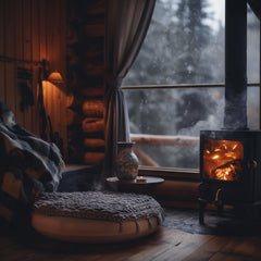 WAKISAKI Smoky Wood fragrance oil ambient setup enhances cozy interiors.