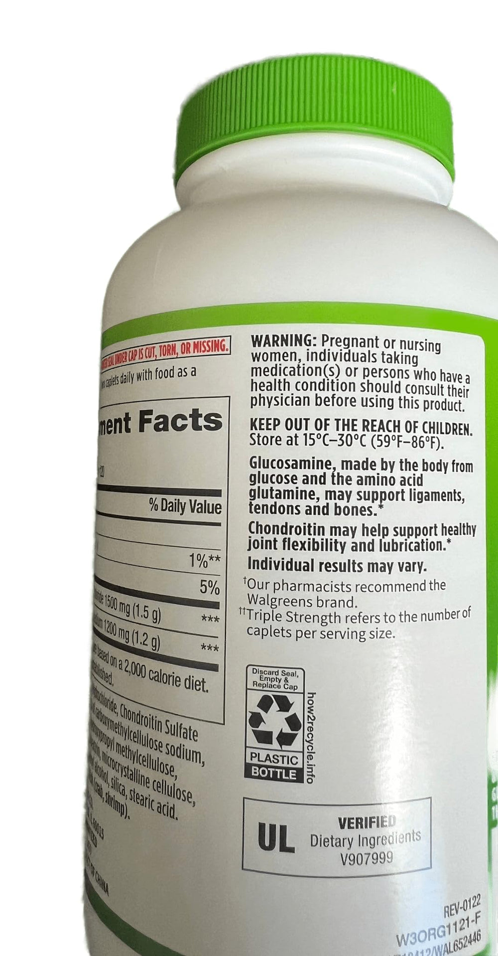 Dosage chart graphic from Walgreens for daily supplement planning.