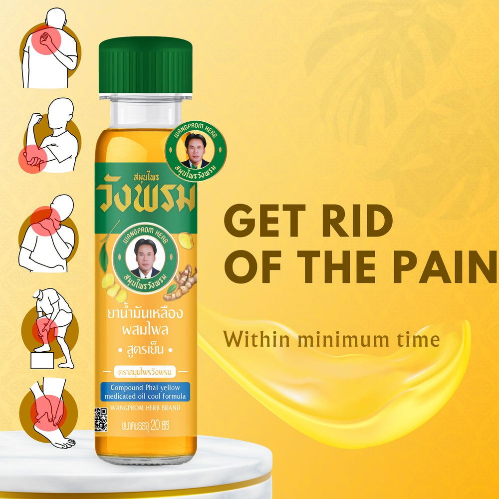 Wang Prom Thai herbal oil label emphasizing traditional medicine heritage