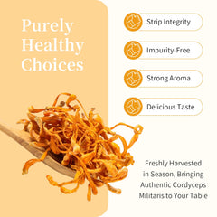 Wanhua Hall Cordyceps Flowers golden color pieces highlighting premium quality for stir-fries.