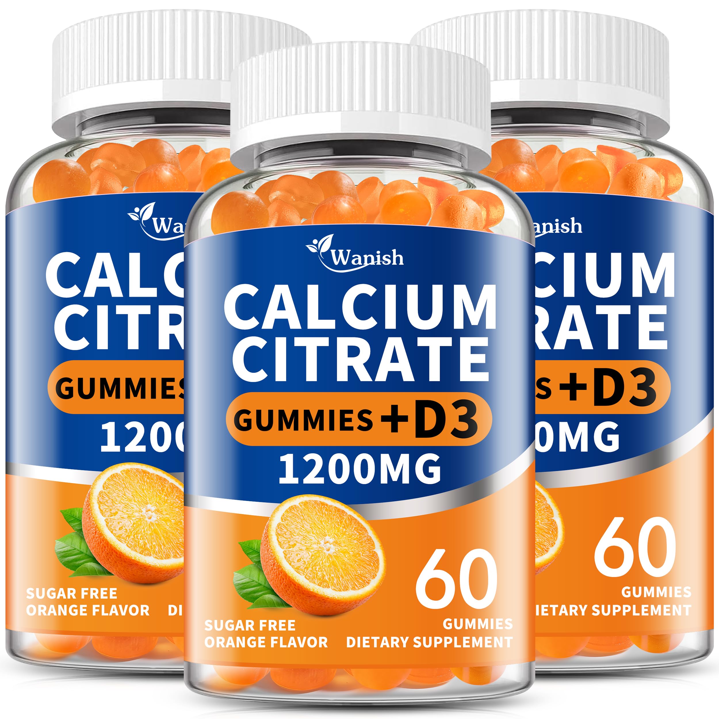 Wanish calcium citrate bottle 3-pack supports daily bone health