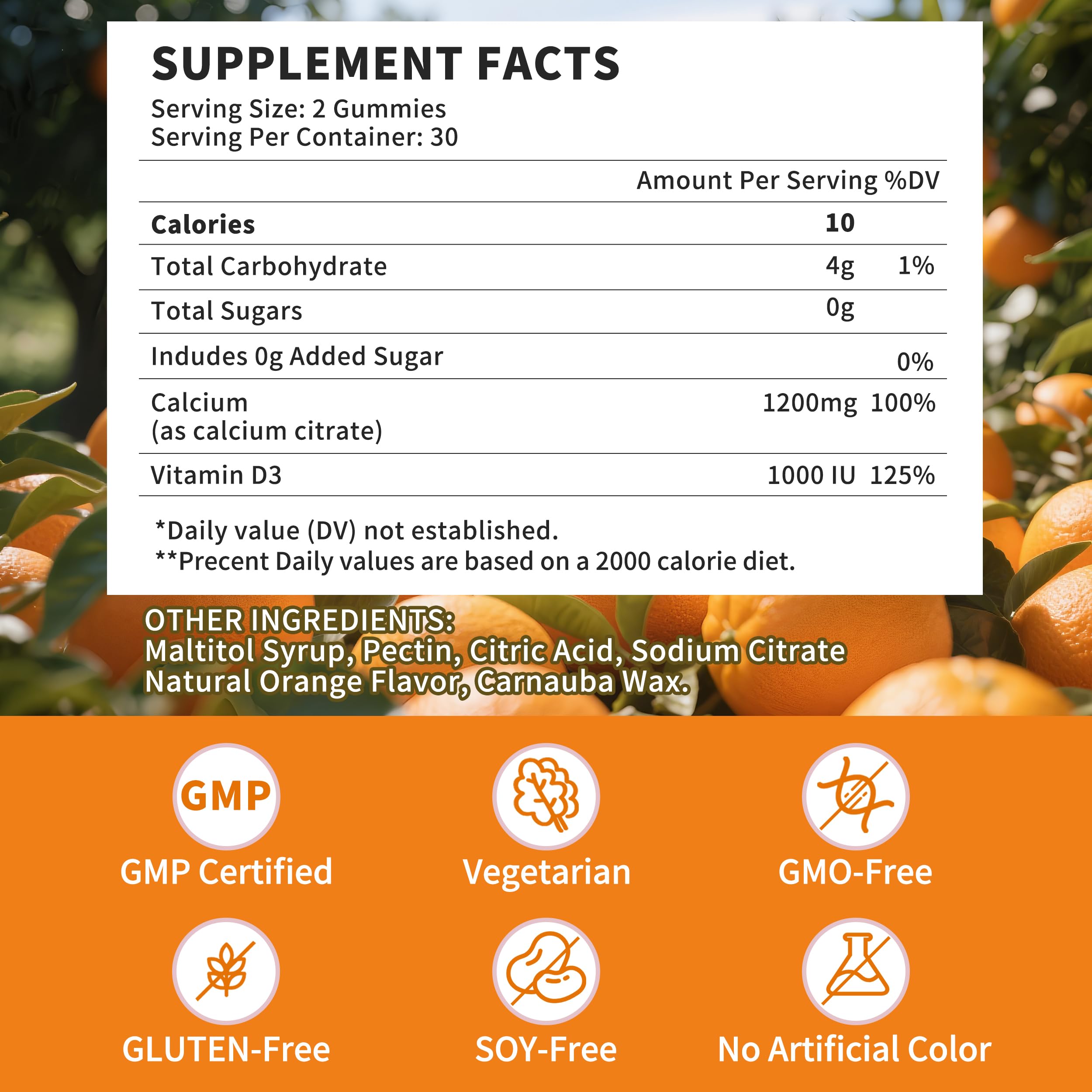 Nutrition facts panel of Wanish gummies highlights sugar-free ingredients