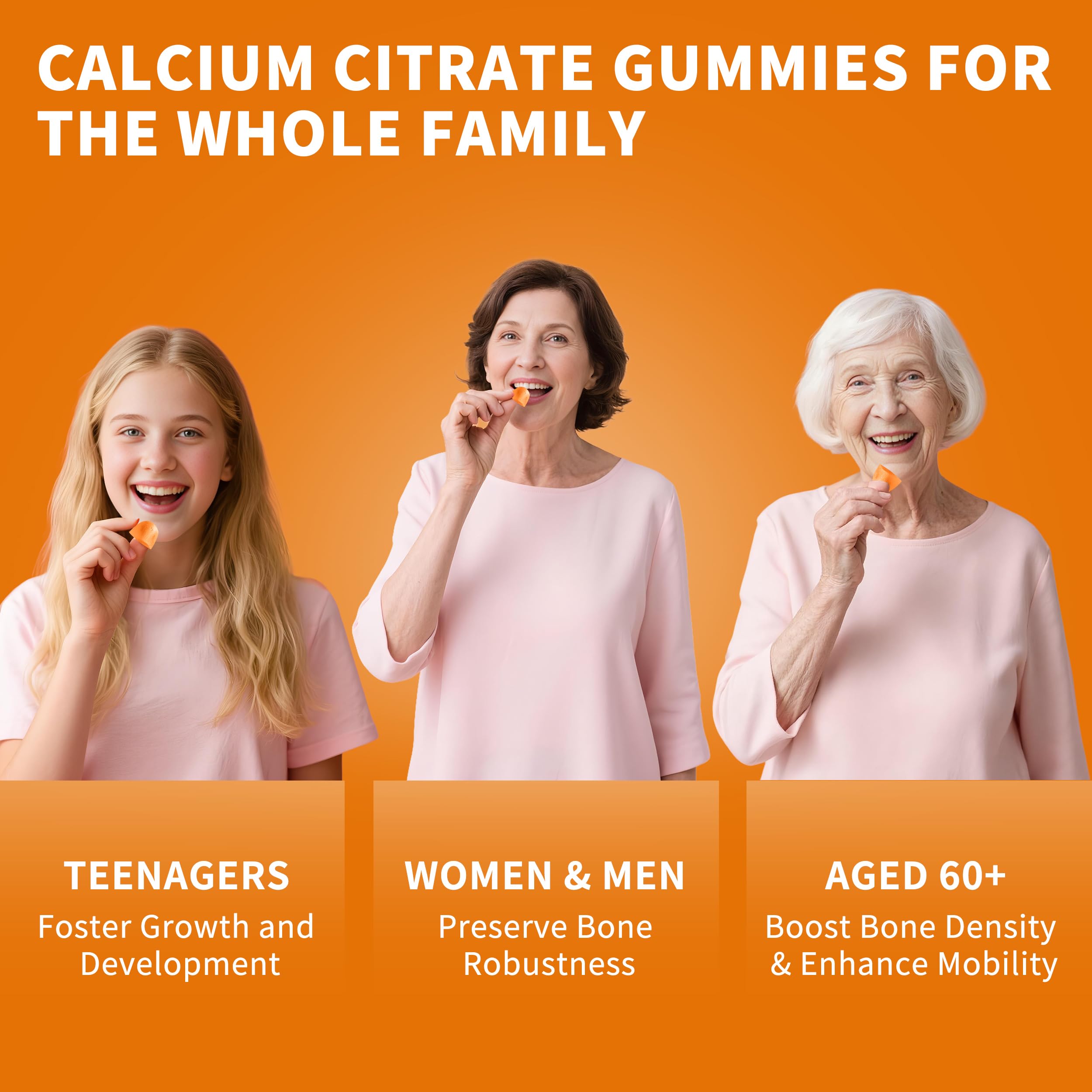 Wanish calcium citrate gummies with vitamin D3 support absorption and bone health