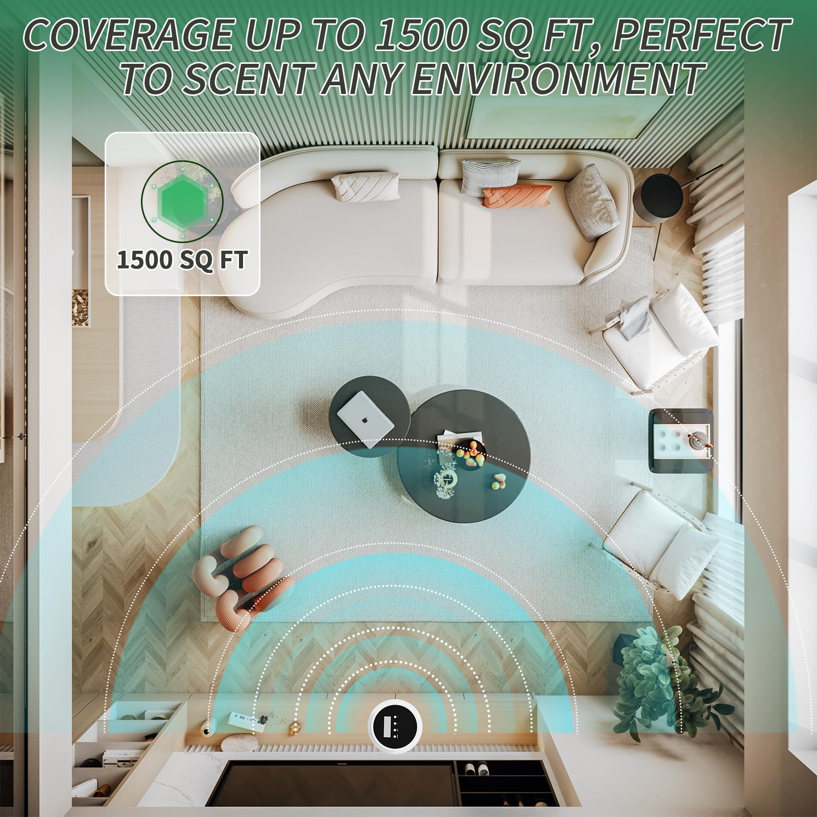 Wankeer Scent Air Machine emits dry aroma mist without water or heat.