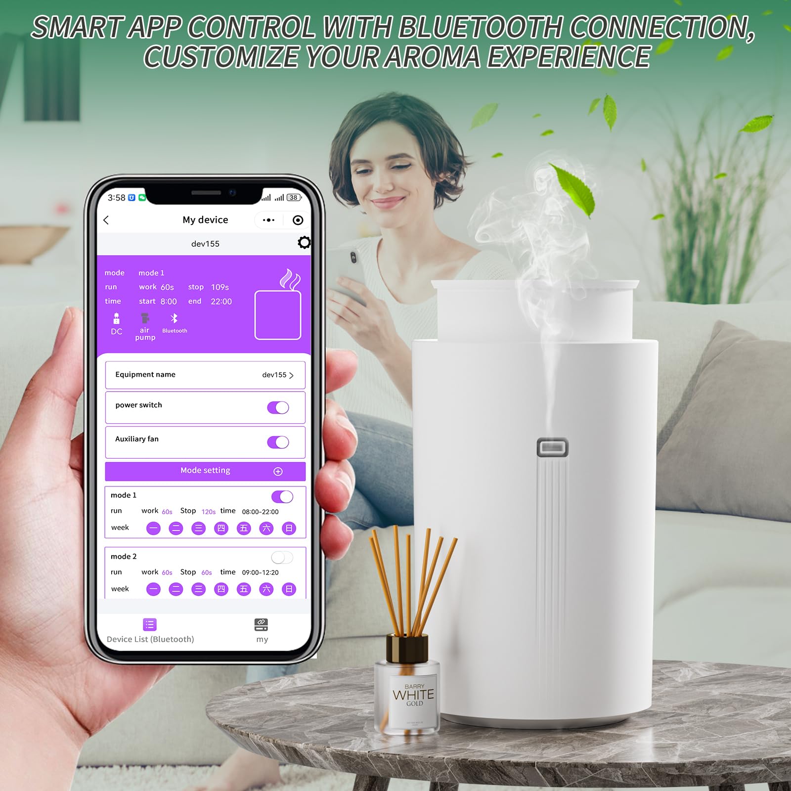 Wankeer Scent Air Machine wall-mount option highlights space-saving installation.