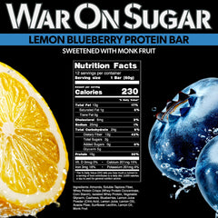 Close-up of lemon-blueberry bar, showing vibrant fruit flavor and texture.