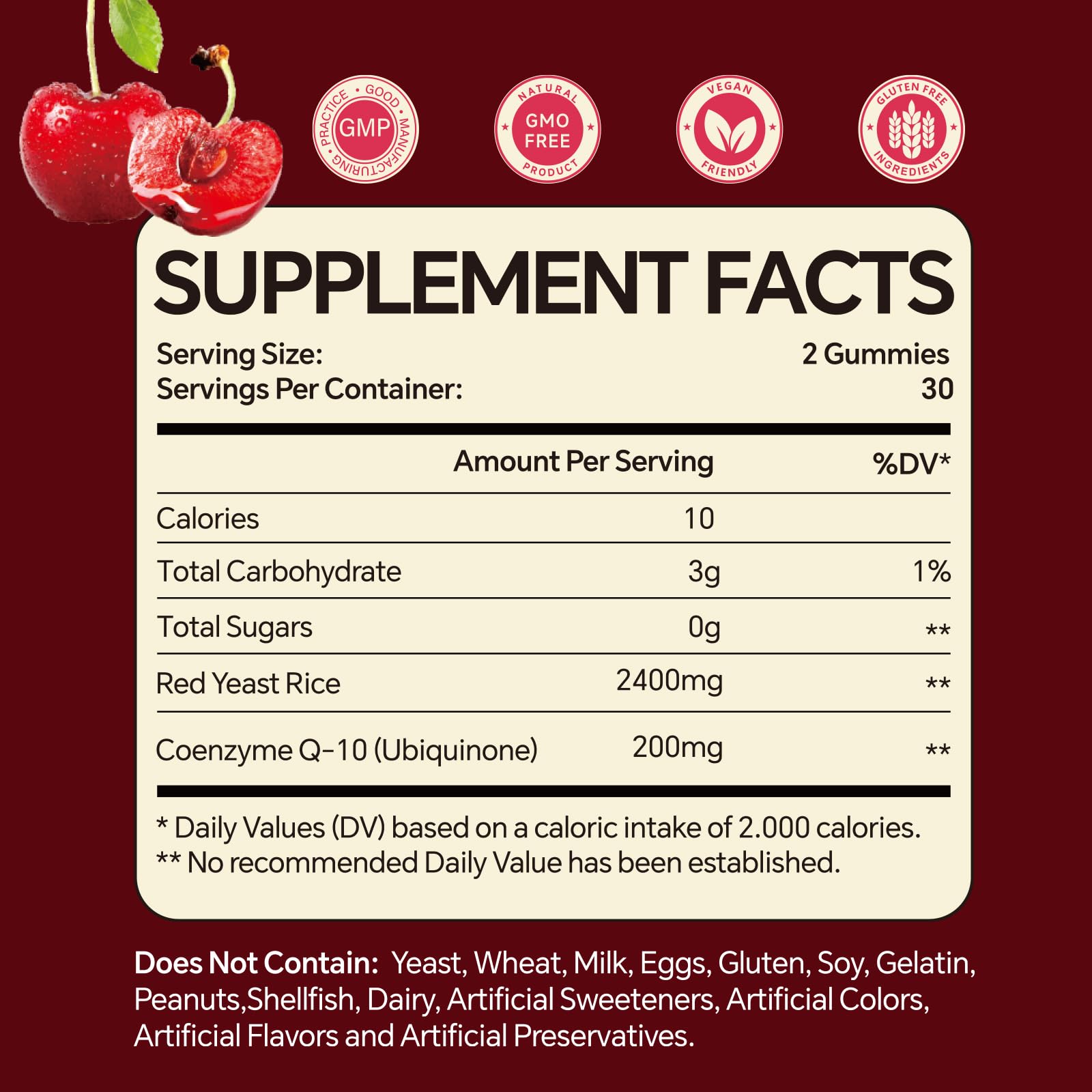 Warmbioder sugar-free gummies ingredient panel highlighting vegan and gluten-free status