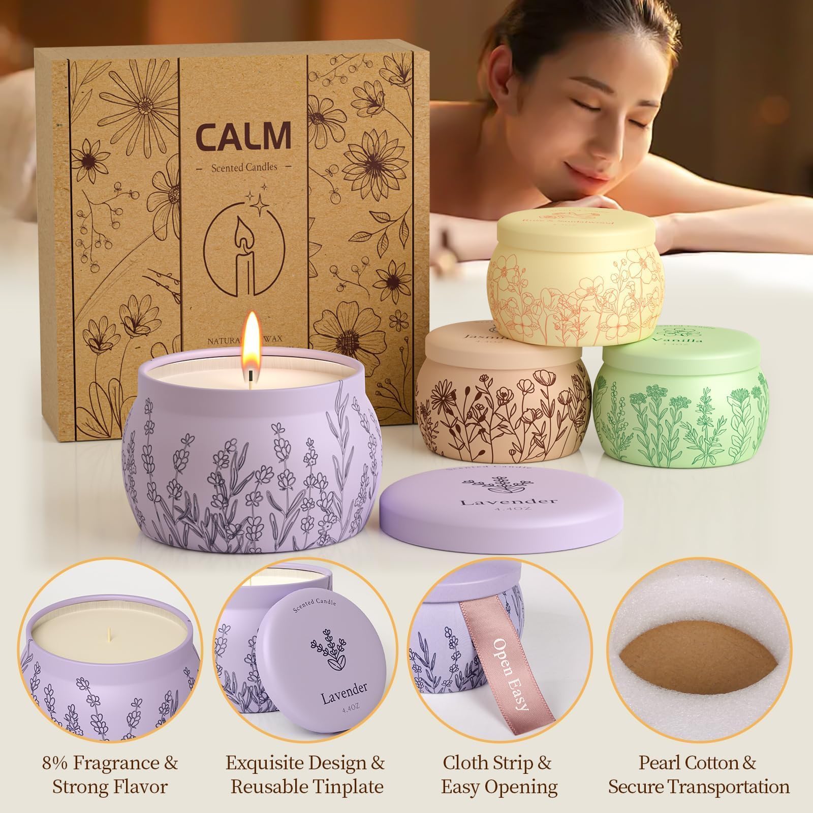 WarmEmbrace jasmine candle jar offers bright floral notes for uplifting rooms.