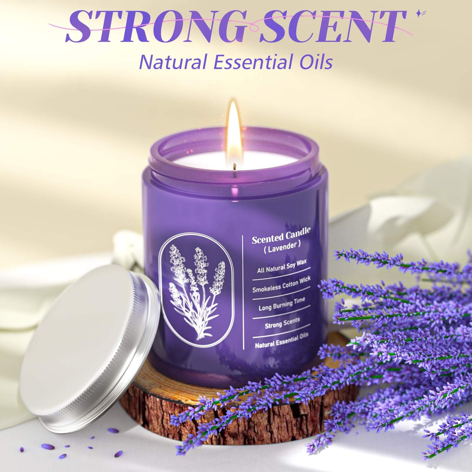 WarmEmbrace lavender candle glow creates ambient mood in any room.