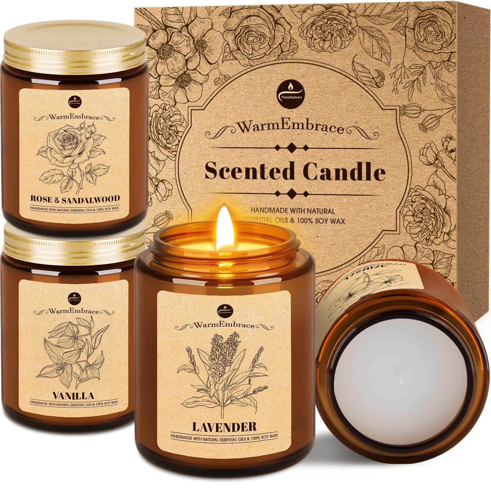 WarmEmbrace lavender candle jar for relaxing mood and long-lasting fragrance.