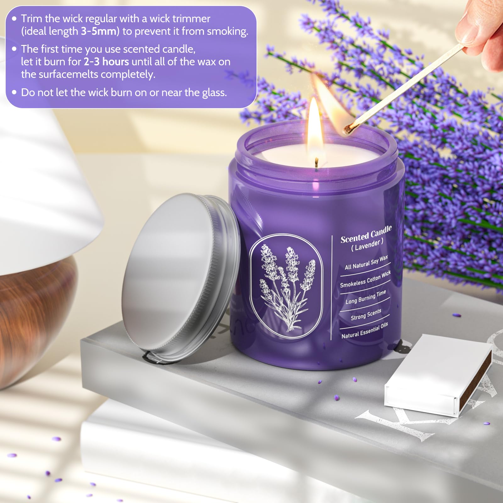 WarmEmbrace lavender candle jar can be repurposed as a vase.