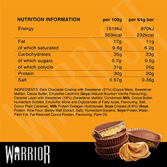 Warrior Crunch Bars dark chocolate wrapper close-up for premium flavor.