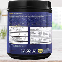 Warrior Strong Wellness collagen powder unflavored tin blends easily into beverages.