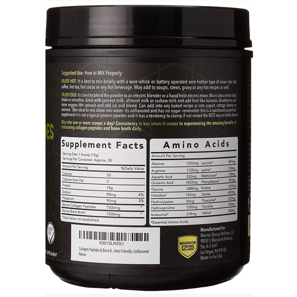 Warrior Strong Wellness unflavored collagen bone broth powder added to coffee for smooth integration