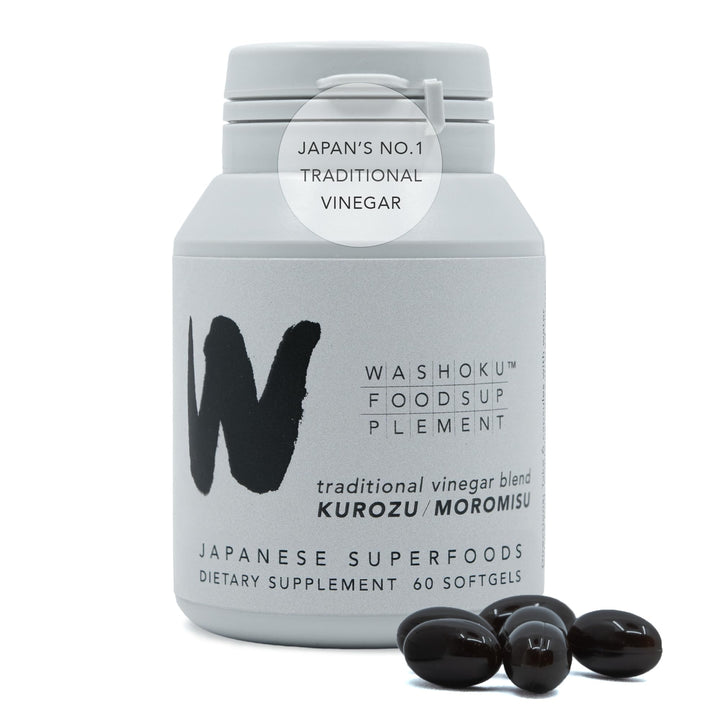 Washoku KUROZU bottle highlights fermented rice extract for daily energy and circulation