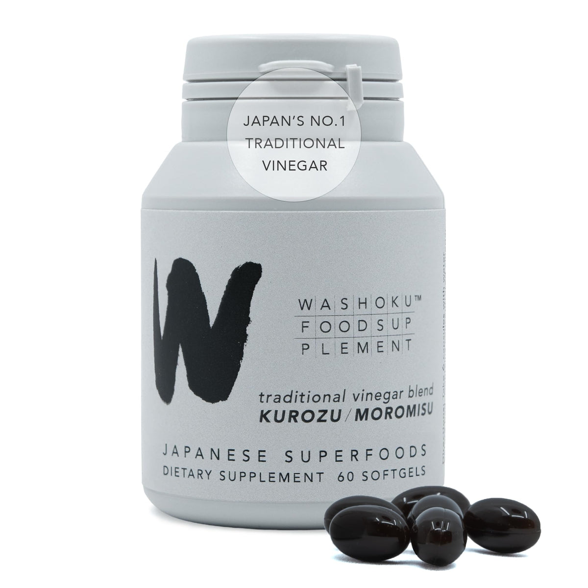 Washoku KUROZU bottle highlights fermented rice extract for daily energy and circulation