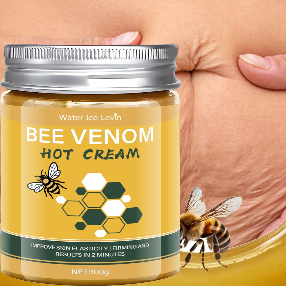 Close-up of Water Ice Levin Bee Venom Hot Sweat Cream jar for spa-like massage.