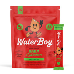 Waterboy Daily hydration watermelon packet ready for on-the-go refresh and electrolyte balance.