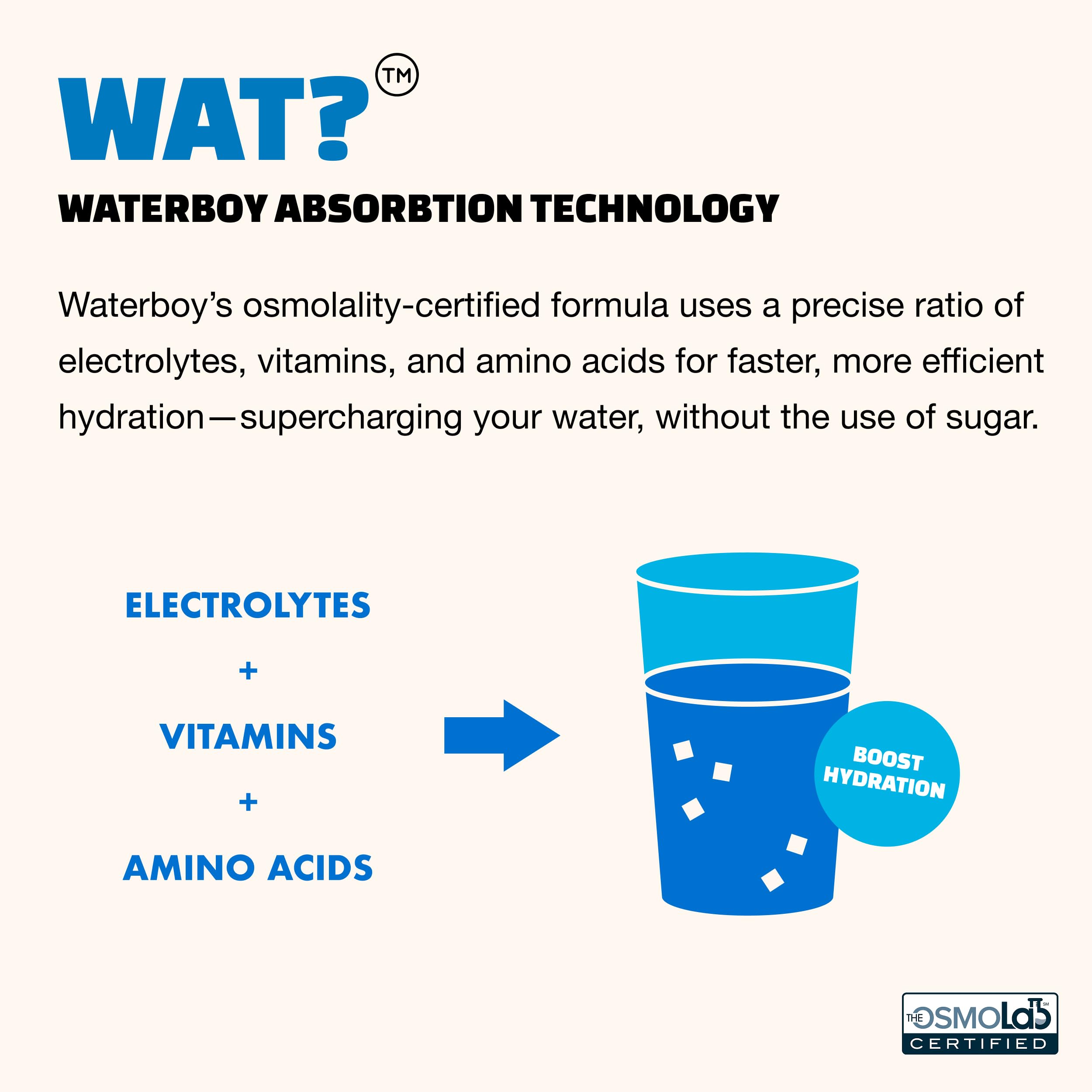 Waterboy Weekend Recovery dissolving powder image highlights fast mix in water