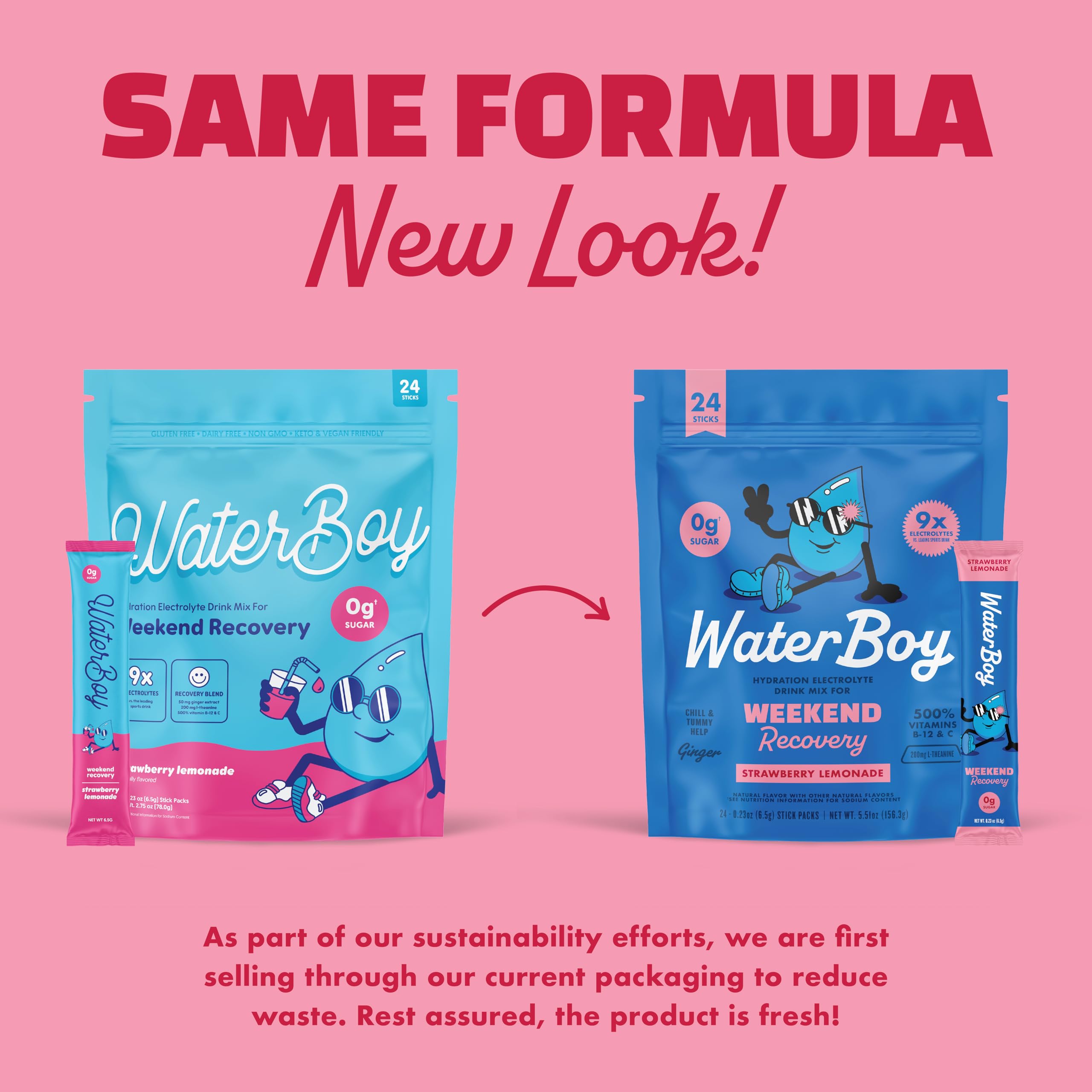 Waterboy Weekend Recovery Blue Raspberry sticks offer tasty, sugar-free hydration