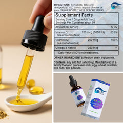 Wave Drops label highlights per-serving D3 and K2 for bone support