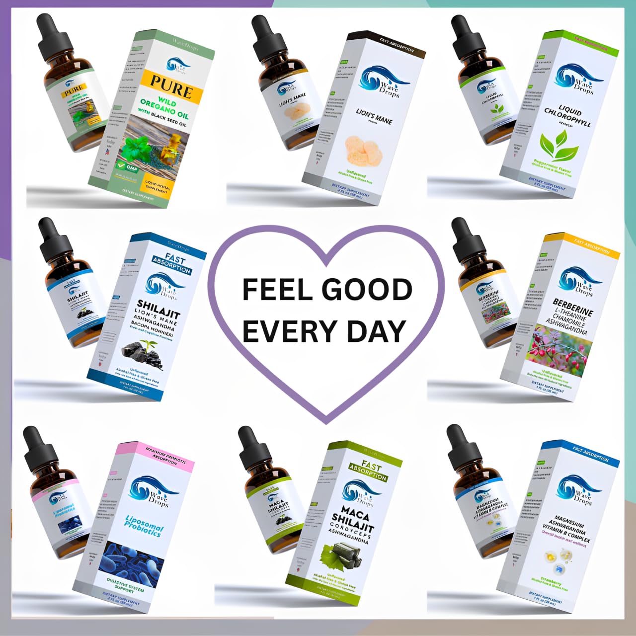Wave Drops packaging shows no fillers and non-GMO formula